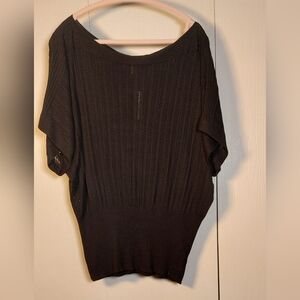 Ambiance Black Dolman Sleeve Sweater NWT Size 1X Boat Neck Ribbed Wide Hem Boho